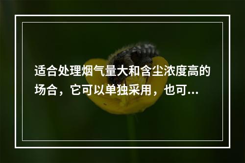 适合处理烟气量大和含尘浓度高的场合，它可以单独采用，也可以安