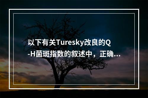 以下有关Turesky改良的Q-H菌斑指数的叙述中，正确的是