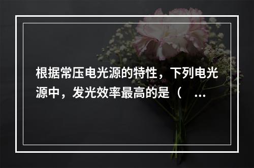 根据常压电光源的特性，下列电光源中，发光效率最高的是（　）。