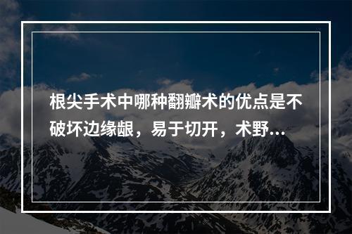 根尖手术中哪种翻瓣术的优点是不破坏边缘龈，易于切开，术野清楚