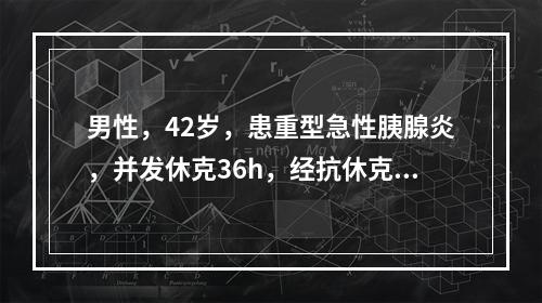 男性，42岁，患重型急性胰腺炎，并发休克36h，经抗休克治疗