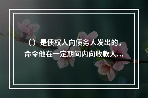 （ ）是债权人向债务人发出的，命令他在一定期间内向收款人或持