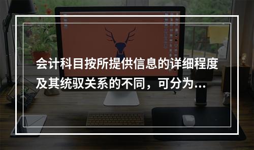 会计科目按所提供信息的详细程度及其统驭关系的不同，可分为（