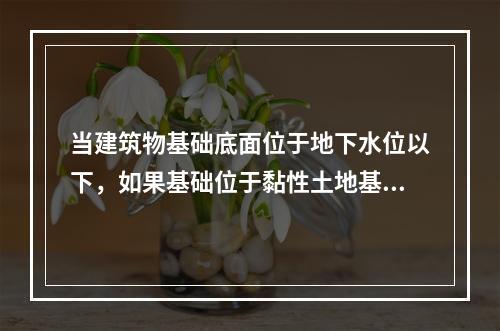 当建筑物基础底面位于地下水位以下，如果基础位于黏性土地基上，