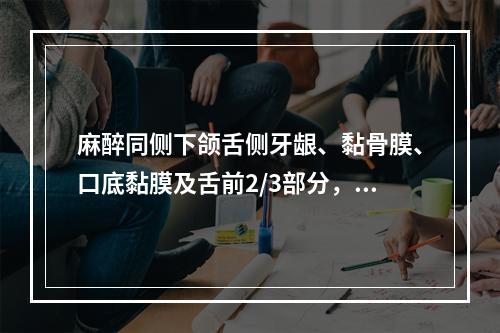 麻醉同侧下颌舌侧牙龈、黏骨膜、口底黏膜及舌前2/3部分，可行