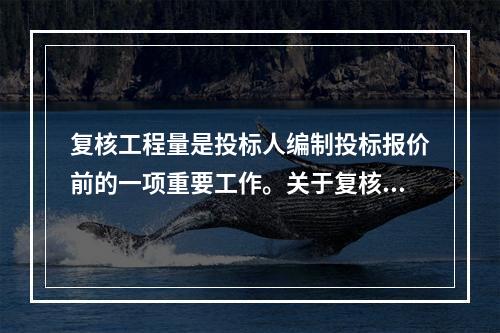 复核工程量是投标人编制投标报价前的一项重要工作。关于复核工程