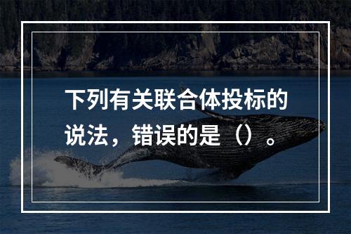 下列有关联合体投标的说法，错误的是（）。