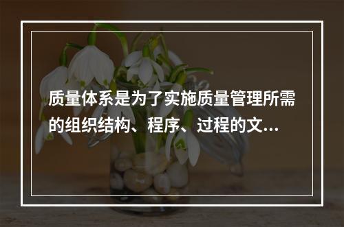 质量体系是为了实施质量管理所需的组织结构、程序、过程的文件体