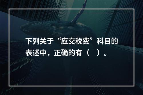 下列关于“应交税费”科目的表述中，正确的有（　）。