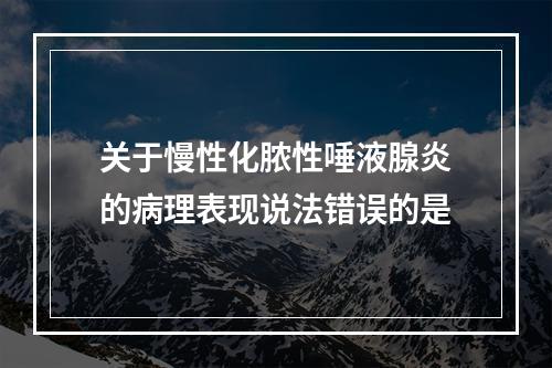 关于慢性化脓性唾液腺炎的病理表现说法错误的是