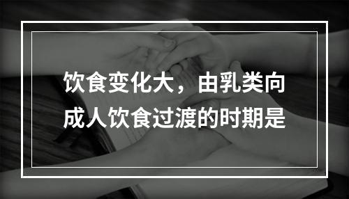 饮食变化大，由乳类向成人饮食过渡的时期是