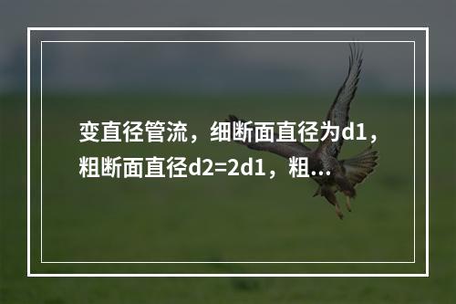 变直径管流，细断面直径为d1，粗断面直径d2=2d1，粗细