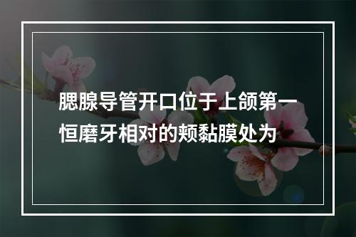 腮腺导管开口位于上颌第一恒磨牙相对的颊黏膜处为