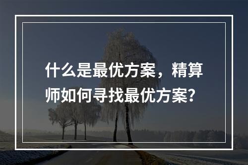 什么是最优方案，精算师如何寻找最优方案？