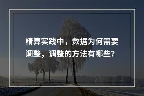 精算实践中，数据为何需要调整，调整的方法有哪些？