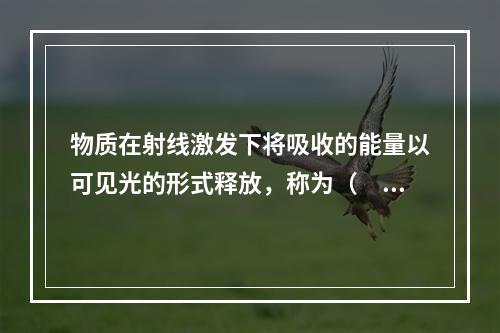 物质在射线激发下将吸收的能量以可见光的形式释放，称为（　　）