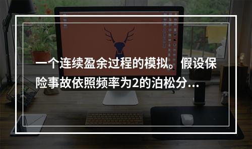 一个连续盈余过程的模拟。假设保险事故依照频率为2的泊松分布发