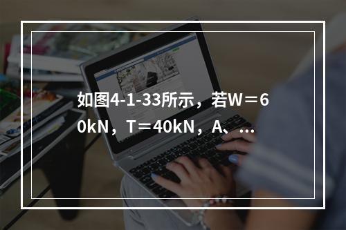 如图4-1-33所示，若W＝60kN，T＝40kN，A、B