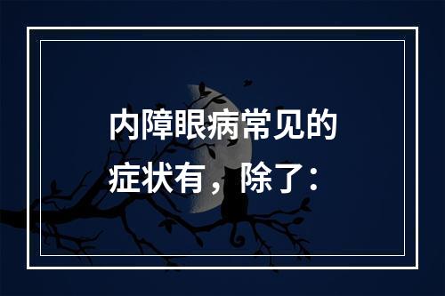 内障眼病常见的症状有，除了：