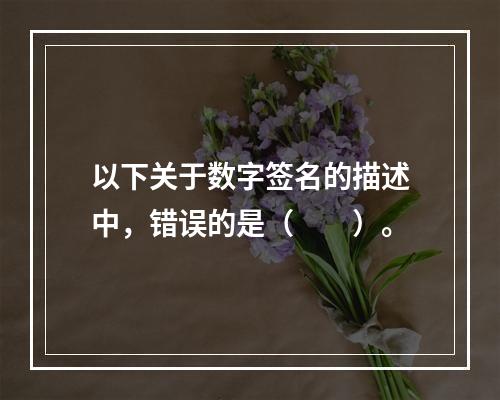 以下关于数字签名的描述中，错误的是（　　）。