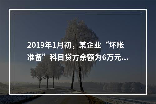 2019年1月初，某企业“坏账准备”科目贷方余额为6万元。1