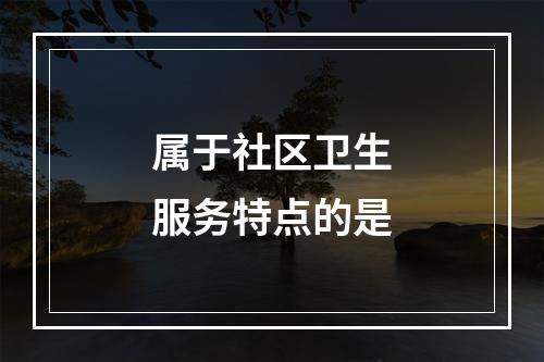 属于社区卫生服务特点的是