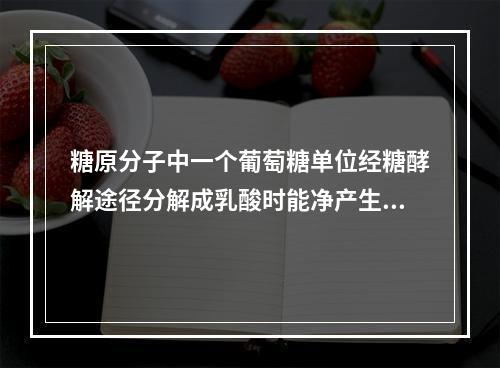 糖原分子中一个葡萄糖单位经糖酵解途径分解成乳酸时能净产生多少