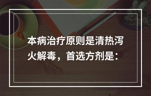 本病治疗原则是清热泻火解毒，首选方剂是：