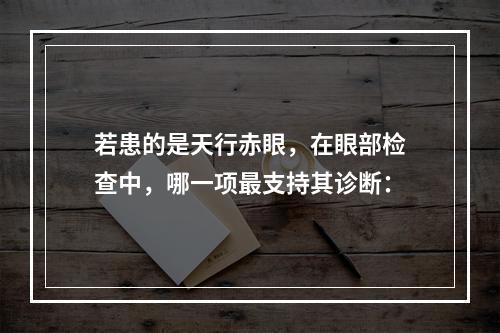 若患的是天行赤眼，在眼部检查中，哪一项最支持其诊断：