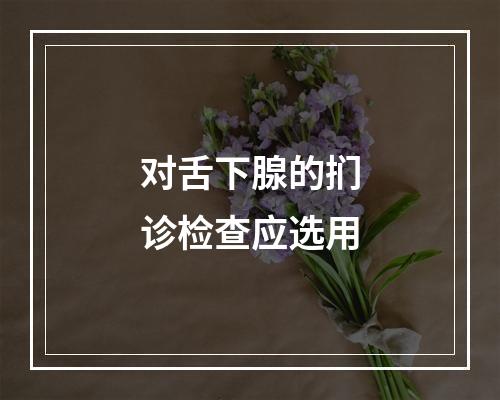 对舌下腺的扪诊检查应选用