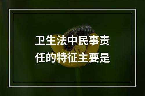 卫生法中民事责任的特征主要是