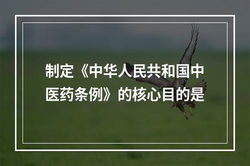 制定《中华人民共和国中医药条例》的核心目的是