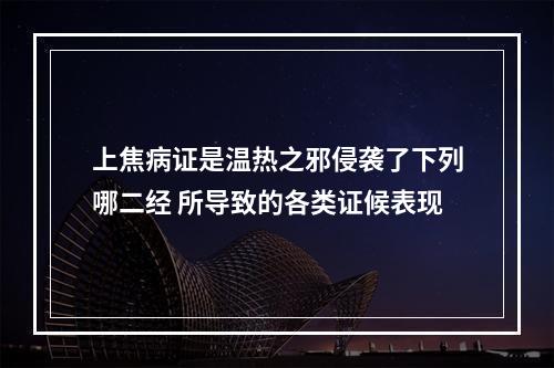 上焦病证是温热之邪侵袭了下列哪二经 所导致的各类证候表现