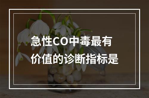 急性CO中毒最有价值的诊断指标是