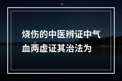 烧伤的中医辨证中气血两虚证其治法为