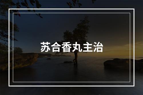 苏合香丸主治