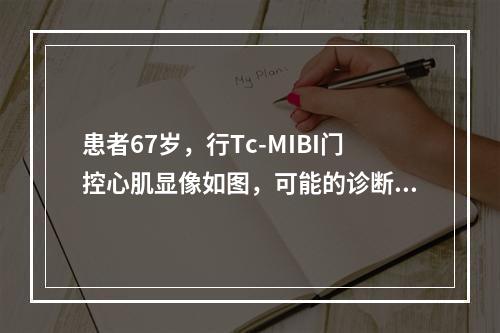 患者67岁，行Tc-MIBI门控心肌显像如图，可能的诊断是(