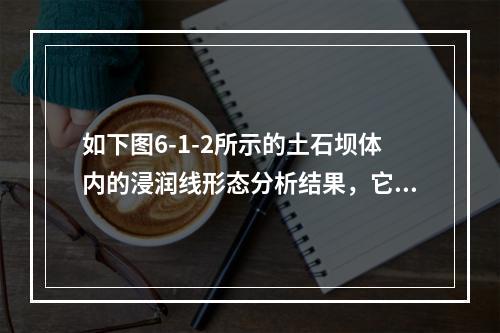 如下图6-1-2所示的土石坝体内的浸润线形态分析结果，它应