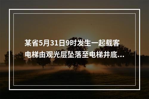 某省5月31日9时发生一起载客电梯由观光层坠落至电梯井底事故