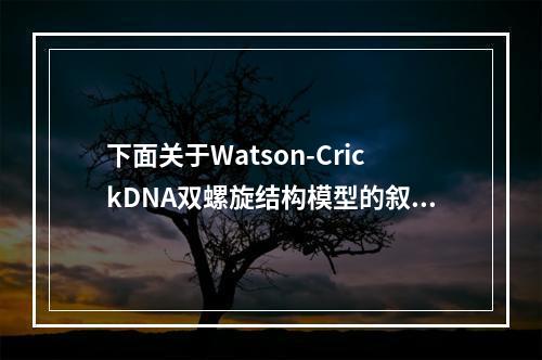 下面关于Watson-CrickDNA双螺旋结构模型的叙述