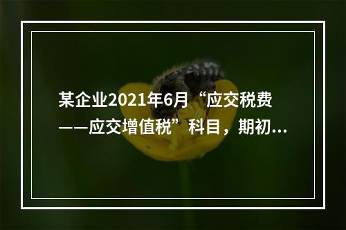 某企业2021年6月“应交税费——应交增值税”科目，期初借方