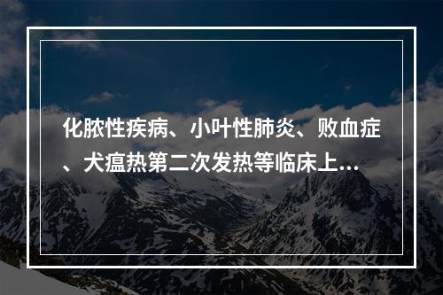 化脓性疾病、小叶性肺炎、败血症、犬瘟热第二次发热等临床上表