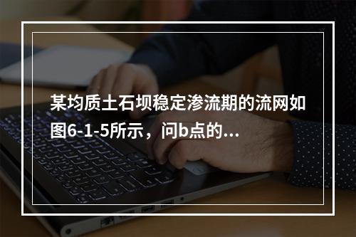 某均质土石坝稳定渗流期的流网如图6-1-5所示，问b点的孔