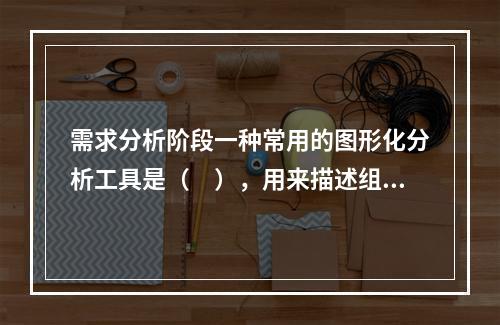 需求分析阶段一种常用的图形化分析工具是（　），用来描述组织的