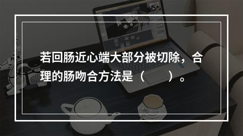 若回肠近心端大部分被切除，合理的肠吻合方法是（　　）。