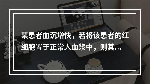 某患者血沉增快，若将该患者的红细胞置于正常人血浆中，则其血沉