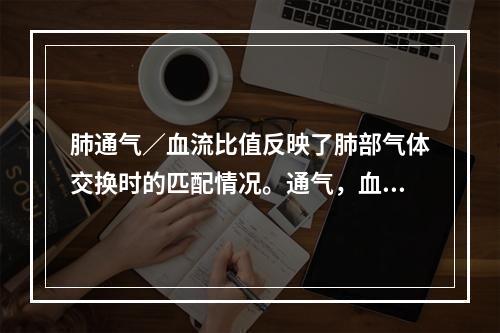 肺通气／血流比值反映了肺部气体交换时的匹配情况。通气，血流比