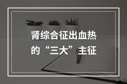 肾综合征出血热的“三大”主征