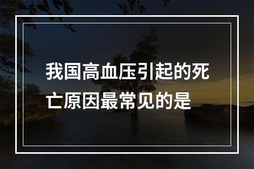 我国高血压引起的死亡原因最常见的是