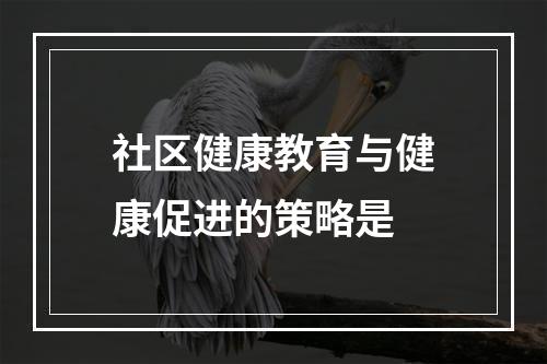 社区健康教育与健康促进的策略是